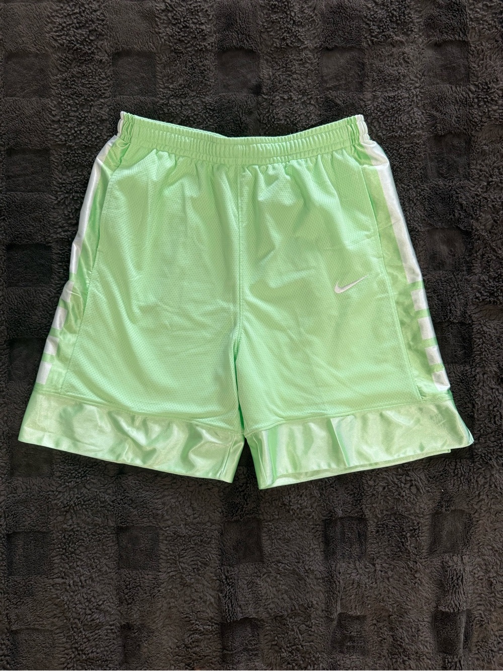 Nike Mint Green Mesh Athletic Shorts with White Side Stripes